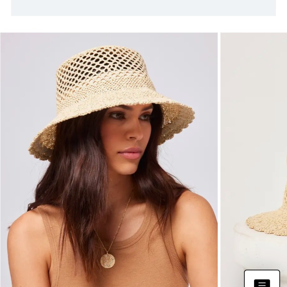 Beige Woven Sun Hat